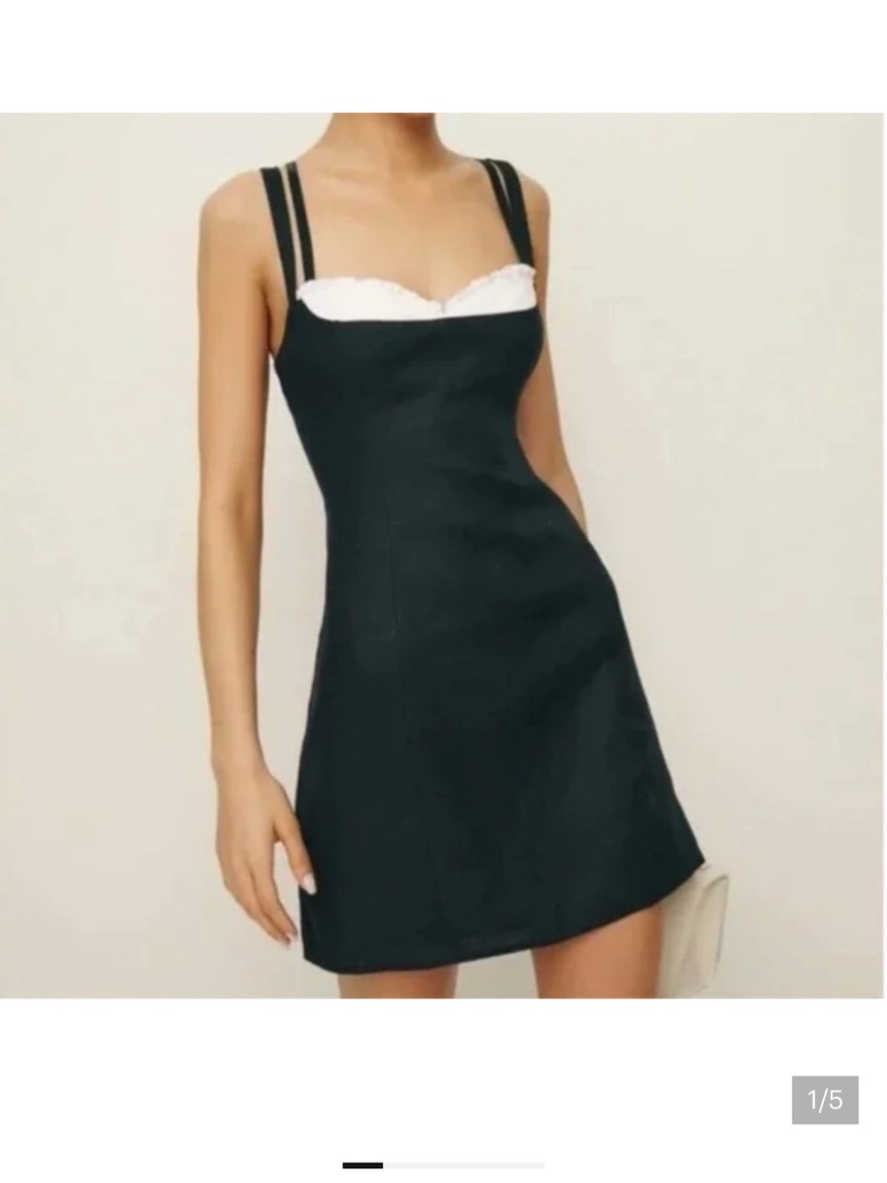 Reformation | Lovella 100% Linen Mini Eyelet Dress in Black & White Size 6